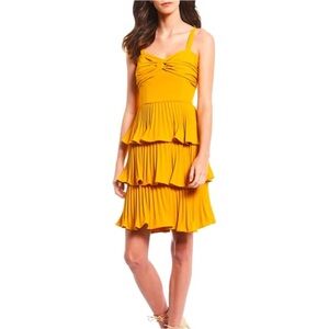 Gianni Bini Mustard Ruffle Tiered Yellow Mini Dress